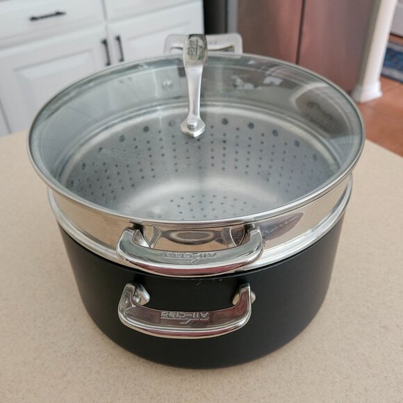 RARE ALL CLAD LTD ANODIZED PASTA PENTOLA 7 QUART STOCKPOT & STAINLESS COLANDER - Picture 5 of 14